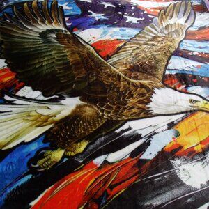 50 x 60 super soft and plush patriotic eagle throw  blanket